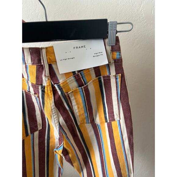 FRAME Denim Striped Le High Straight Cropped Jeans $240 Size 25 High Waist NWT - Picture 5 of 6